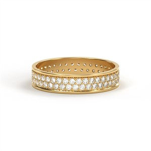 two row pave diamond ring