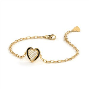 black hearty charm diamond braceelet