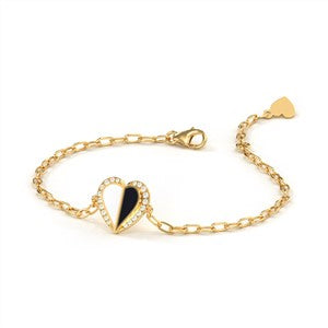 golden black heart bracelet